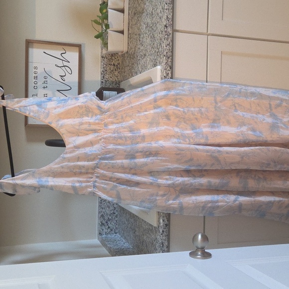 Lulus NWT Breathtaking Charm Blush and Blue Floral Tie-Strap Maxi Dress - Picture 5 of 6